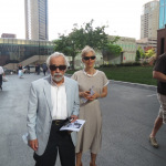 Roland White and Diane Bouska arrive for the Earl Scruggs memorial (4/1/12) - photo by Terry Herd