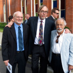 Chris Warner, Tony Trischka and Roland White outside The Ryman after the Earl Scruggs memorial (4/1/12) - photo by Terry Herd