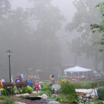 Smoke begins to waft across the campground at the Sheridan Bluegrass Fever Festival - photo by Steve Jackson