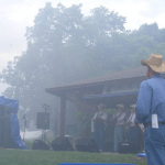 Smoke begins to waft across the campground at the Sheridan Bluegrass Fever Festival - photo by Steve Jackson