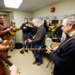 Butch Robins warming up with Acoustic Endeavors at the Sizemore Benefit Show in Roanoke (2/19/12) - photo © Dean Hoffmeyer