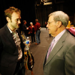 Chris Thile and Herschel Sizemore at the Sizemore Benefit Show in Roanoke (2/19/12) - photo © Dean Hoffmeyer