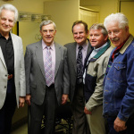 Del McCoury, Herschel Sizemore, Jerry McCoury, ? and Don Parmley at the Sizemore Benefit Show in Roanoke (2/19/12) - photo © Dean Hoffmeyer