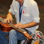 Chad Graves warming up before the Slidegras Extravaganza at World of Bluegrass 2012 - photo by David Morris
