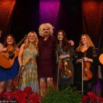 Ladies Night All-Star Jam participants (Kelsi Harrigill, Sally Berry, Rhonda Vincent, Duane “Caitlin” Sparks, Charli Robertson, Kati Penn-Williams, and Amanda Smith) at the Fall 2015 Southern Ohio Indoor Music Festival - photo by Bill Warren