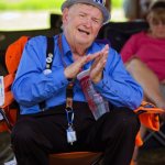 Larry Carter, retired teacher and regular volunteer, at Tallgrass 2014 - photo by Tom Dunning