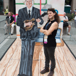 Tara gets her photo made with Bill Monroe at Wide Open Bluegrass 2016 - photo © Tara Linhardt