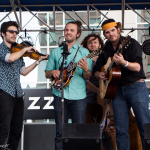 Jacob Jolliff band (with Max Johnson, Alex Hargreaves, and Stash Wyslouch) at Wide Open Bluegrass 2016 - photo © Tara Linhardt