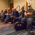 IBMA Board of Directors on the firing line in the Town Hall Meeting at World of Bluegrass 2016 - photo © Tara Linhardt