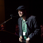 Nate Lee accepts his Momentum Award at World of Bluegrass 2015 - photo © Tara Linhardt