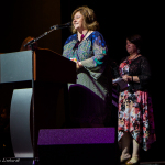 Andrea Mullins accepting her Momentum Award at World of Bluegrass 2015 - photo © Tara Linhardt