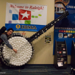 David Tiller of Taarka plays the giant banjo at World of Bluegrass 2015 - photo © Tara Linhardt