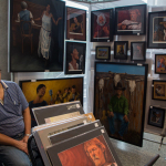 Music-related art for sale at the 2015 Wide Open Bluegrass Festival - photo by Tara Linhardt