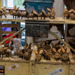 Funny wooden pigs for sale at the 2015 Wide Open Bluegrass Festival - photo by Tara Linhardt