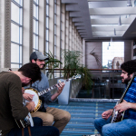 Banjo time in the hallway at World of Bluegrass 2016 - photo © Tara Linhardt