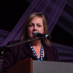 Kimberly Williams presenting at the Special Awards at the 2016 Wold of Bluegrass - photo © Tara Linhardt
