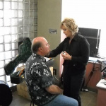 Audie Blaylock getting his make up done on the set of Christmas: The Mountain Way (June 2012) - photo by Penni McDaniel