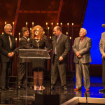 Becky Buller accepts the award for Recorded Event of the Year for 2015 at the 2015 IBMA Awards - photo © Todd Powers