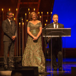 Jesse Brock accepts the Mandolin Player of the Year at the 2015 IBMA Awards - photo © Todd Powers