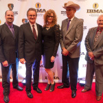 Stephen Mougin, Blake Williams, Becky Buller, Michael Feagan, and Guy Stevenson on the red carpet at the 2015 IBMA Awards Show - photo © Todd Powers