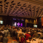 Becky Buller accepting her Bluegrass Songwriter of the Year award for 2015 at World of Bluegrass 2015 - photo © Todd Powers