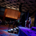 Chris Jones accepting his Bluegrass Broadcaster of the Year award at World of Bluegrass 2015 - photo © Todd Powers