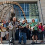 Terry Baucom leads a banjo flash mob at the 2014 Wide Open Bluegrass Festival in Raleigh, NC - photo ©Todd Powers