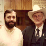 WAMU's Stained Glass Bluegrass Host Bob Webster with Bill Monroe in the early '80's