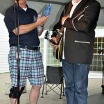 Brian Marzolf presents Greg Cahill with a commemorative plaque at The Auburn Hills Parade of Stars (9/10/16) - photo © Bill Warren