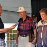 Brian Marzolf presents Tom and Barb Laing with a commemorative plaque at The Auburn Hills Parade of Stars (9/10/16) - photo © Bill Warren