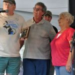 Kathy Lamb accepts a SEMBMA Award for her late husband, Gordon, at The Auburn Hills Parade of Stars (9/10/16) - photo © Bill Warren
