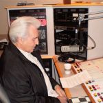 Del McCoury mans the board at the WFPK studio in Louisville, KY (February 25, 2012)