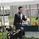 Chris Malpass heads for the stage at the Willow Oak Festival (April 2013) - photo by Laura Tate Photography
