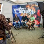 Interviewing Lonesome River Band at 2014 Wide Open Bluegrass - photo by Todd Powers