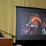 Fred Bartenstein presenting a retrospective of the first Fincastle festival at World of Bluegrass 2015 - photo by Becky Johnson