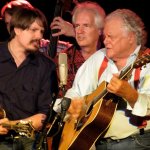 Chris Henry, Mike Munford and Peter Rowan at the Lincoln Theater during World of Bluegrass 2013 - photo by Woody Edwards