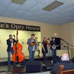 Terri Grannis interviews ETSU students before they perform at Zellie’s Opry House in Howard City, Michigan (5/14/16) - photo © Bill Warren