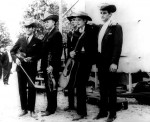 The Bluegrass Boys in Roanoke, VA in 1965: Gene Lowinger, Bill Monroe, Lamar Grier, Pete Rowan, James Monroe