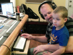 Big Mojo, little Mojo: Stephen and Sammy Mougin at the board tracking with The Rigneys