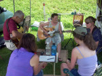 Mary Maguire (center) leads the vocal class at Jenny Brook's Bluegrass University - photo by Dick Bowden