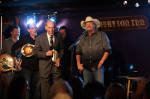 Eddie Stubbs shares a laugh with Alan Jackson at the Station Inn (8/27/13) - photo by Collin Peterson