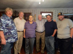 Several friends and former bandmates meet with Bobby Slone in July 2013: Curt Chapman, Doyle Lawson, Bobby Slone, J.D. Crowe, Robert Hale, Don Rigsby