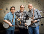 Bill Evans, Tony Trischka and Sammy Shelor backstage before a 2013 California Banjo Extravaganza show - photo by Mike Melnyk