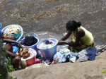 Congolese women doing laundry in the Congo River