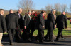 Pall bearers carry George Shuffler's casket from the Church (4/9/14) - photo by Becky Taylor