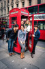 Della Mae with their sound engineer Tim Reitnouer in London, England