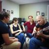 Mark Tobolsky (on guitar) with Josh, Brianna, and Sarah Harris