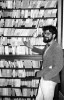 Peter Thompson with the tape collection at Vancouver Co-op Radio in the mid 1980s