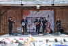 The Gibson Brothers band performs Thursday, Aug. 13 at the Gettysburg Bluegrass Festival. From left are Clayton Campbell, Eric Gibson, Leigh Gibson, Mike Barber and Jesse Brock - photo by Andy Flynn