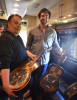 Robert Cline, Jr. presents Brent Burke with his father's old guitars